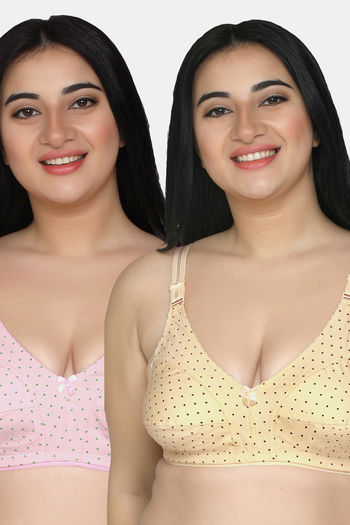 Buy Maroon Clothing Double Layered Non Wired Full Coverage Super Support Bra (Pack of 2) - Skin Pink