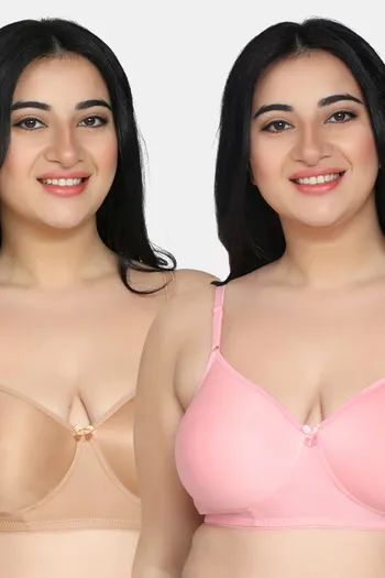 Buy Maroon Clothing Padded Non Wired Full Coverage T-Shirt Bra (Pack of 2) - Nude Pink