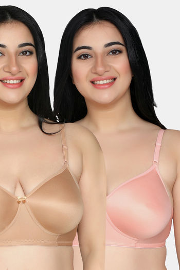 MAROON Nude Women Brushed Lycra Full Coverage No Bounce, Non-Wired,  Non-Padded T Shirt Bra