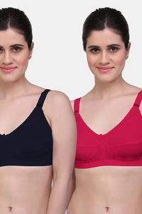 Buy Maroon Clothing Single Layered Non Wired Full Coverage Minimiser Bra (Pack of 2) - Black Red