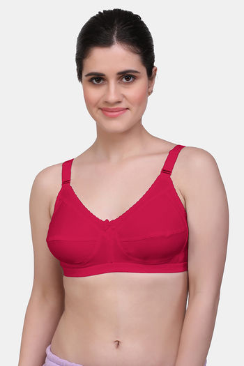Buy Maroon Clothing Single Layered Non Wired Full Coverage Minimiser Bra - Red