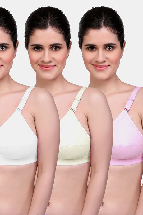 Buy Maroon Clothing Double Layered Non Wired Full Coverage Super Support  Bra (Pack of 3) - Assorted at Rs.724 online