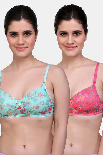 Buy Maroon Clothing Double Layered Non Wired Medium Coverage T-Shirt Bra (Pack of 2) - Carrot Ramagreen