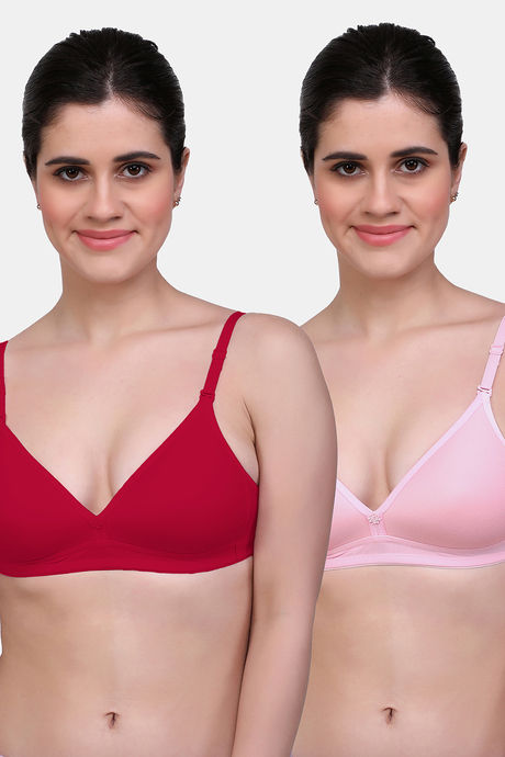 Buy Maroon Clothing Padded Non Wired Full Coverage T-Shirt Bra (Pack of 2)  - Nude Pink at Rs.456 online