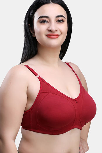 Buy Maroon Clothing Double Layered Non Wired Full Coverage T-Shirt Bra -  Maroon at Rs.424 online