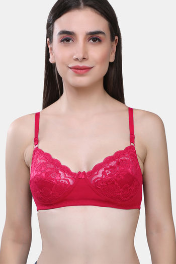 Women's Lace & Net Non Padded Non-Wired Regular Bra In Multicolor
