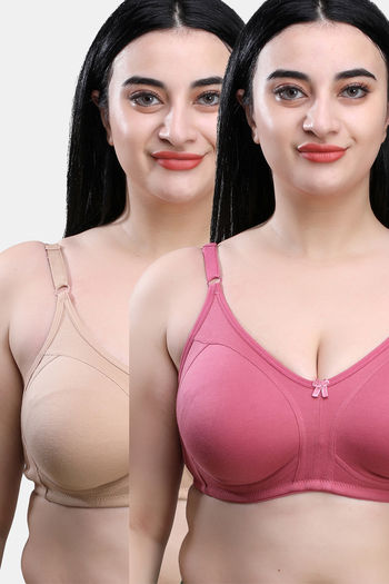 Buy F Fashiol.com Pack Of 2 Double Fabric Seamless Non Padded Bra