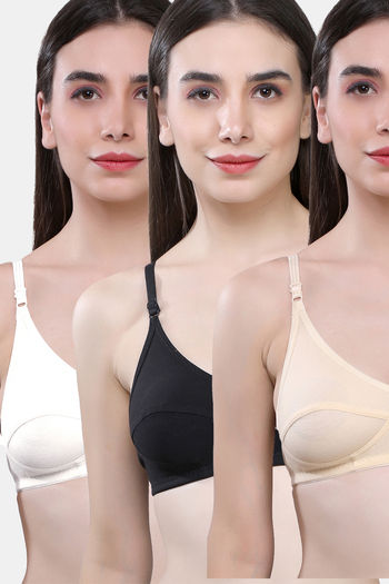 Buy Maroon Clothing Single Layered Non Wired Full Coverage T-Shirt Bra (Pack  of 3) - Assorted at Rs.764 online