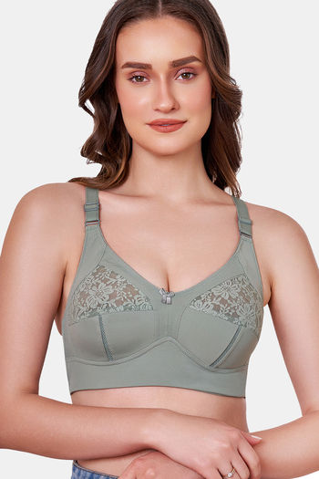 Buy Maroon Clothing Double Layered Non Wired Full Coverage Bralette Bra - Olive