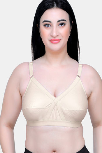 Buy Maroon Clothing Double Layered Non Wired Full Coverage Minimiser Bra - Skin