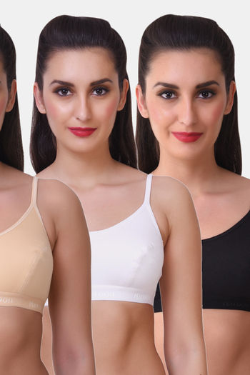 Buy Maroon Clothing Medium Impact Relaxed Non Padded Sports Bra (Pack of 3)  - Assorted at Rs.556 online