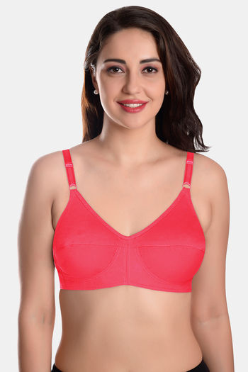 Women's Cotton Non-Padded Non-Wired Seamed Moderate Coverage Sports Bra