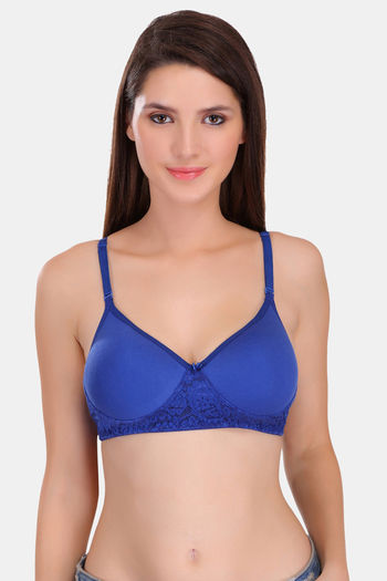 Buy Featherline Padded Non Wired 3/4th Coverage T-Shirt Bra - Blue at  Rs.650 online