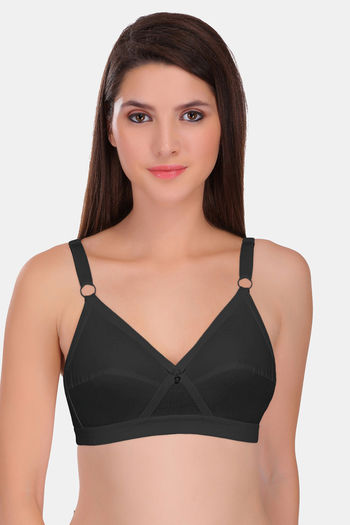Buy Featherline Single Layered Non-Wired Full Coverage Minimiser Bra -  Black at Rs.495 online