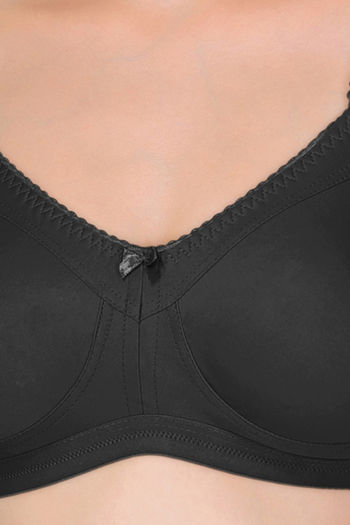 Buy Featherline Single Layered Non-Wired Full Coverage Minimiser Bra -  Black at Rs.550 online