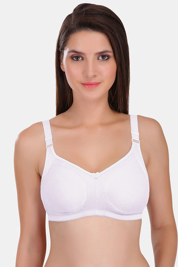 Buy Featherline Single Layered Non-Wired Full Coverage Minimiser Bra -  White at Rs.499 online
