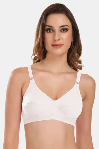 Buy SOIE White Womens Full Coverage M Frame Non-Padded Non-Wired Seamed Bra