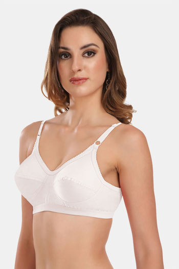 Buy Featherline Single Layered Non Wired Full Coverage Minimiser Bra -  White at Rs.350 online