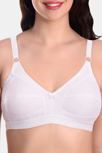 Buy Featherline Single Layered Non Wired Full Coverage Minimiser Bra -  White at Rs.350 online