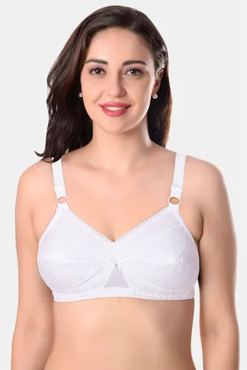 Buy Featherline Single Layered Non Wired Full Coverage Minimiser Bra -  White at Rs.495 online