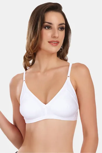 Buy Featherline Single Layered Non Wired Full Coverage T-Shirt Bra - White  at Rs.495 online