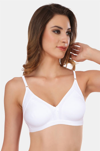 Buy Featherline Single Layered Non Wired Full Coverage T-Shirt Bra - White  at Rs.495 online