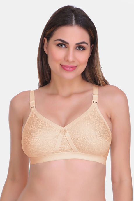 Featherline poly cotton perfect fitted double layered bust controller  minimiser bra, bra