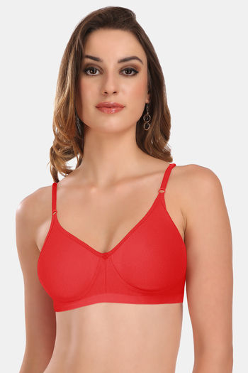 Buy Featherline Single Layered Non Wired Full Coverage T-Shirt Bra - Red