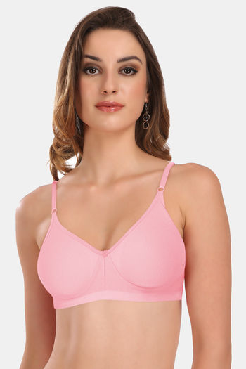 Buy Zivame Rosaline Soft Cotton Side Panel Lace Bra - Pink N Print