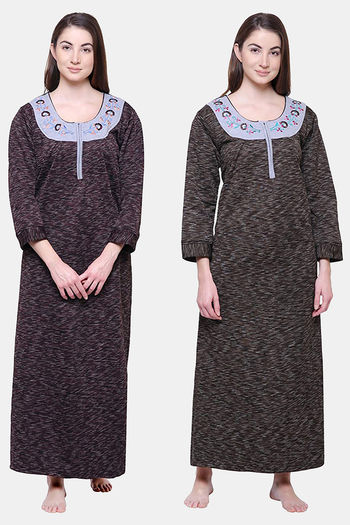 Buy Secret Wish Woollen Full Length Nightdress Multicolor at Rs.2798 online Nightwear online