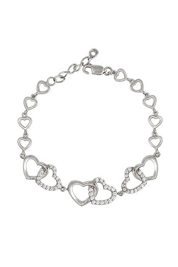 GIVA Sterling Silver Supple Heart Bracelet For Women