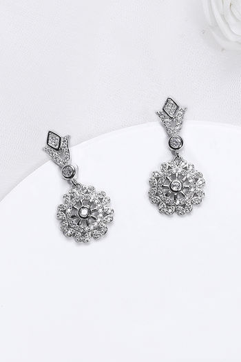 Buy Giva 925 Sterling Silver Zircon Flower Drop Earrings at Rs