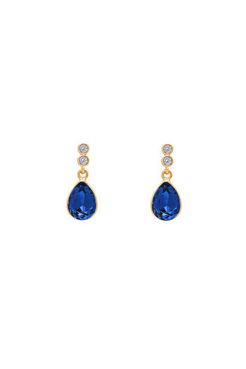 Royal Blue Colour - Golden Combination Silk Thread Jhumukka Earrings