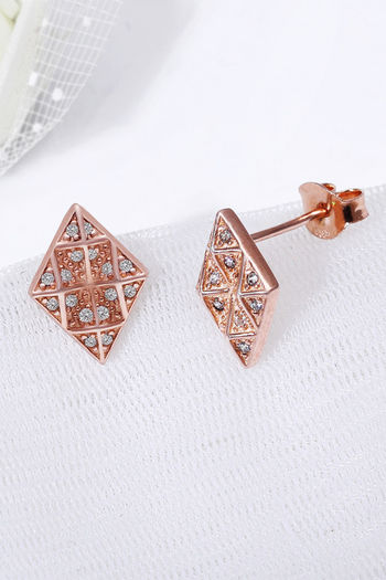 Buy Giva 925 Sterling Silver Rose Gold Plated Diamond Stud