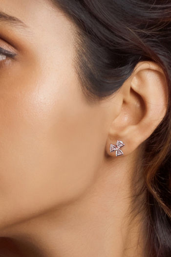 SITARA Women Ruby Stylish Precious Sterling Silver Rose Gold Finish Earrings  35GMS