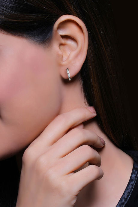 Giva 925 Sterling Silver Zircon Shining Hoop Earrings - Main Image