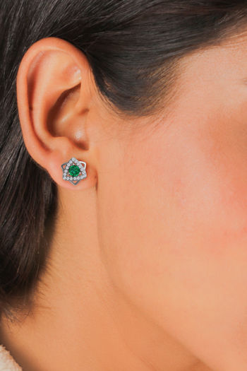 Buy Giva 925 Sterling Silver Emerald Green Star Earrings