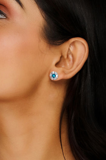 Buy Giva 925 Sterling Silver Cobalt Blue Blooming Flower Earrings