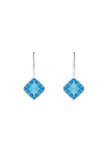 Aqua blue and capri blue Swarovski crystal earrings • All handmade with 14K  gold filled metal • Original one of a kind jewelry designs by Karen Curtis  in NYC
