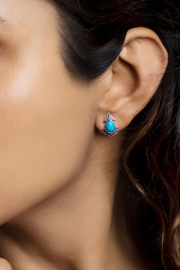 Samuel B. Sleeping Beauty Turquoise Stud Earrings | nazariandiamonds