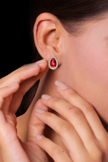 White Finish Ruby Drop Earrings In Sterling Silver Design by Mon Tresor at  Pernia's Pop Up Shop 2024