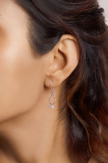 Set Of Two Oxidized Silvertoned Spiked Hoop  Jhumka Hook Earrings