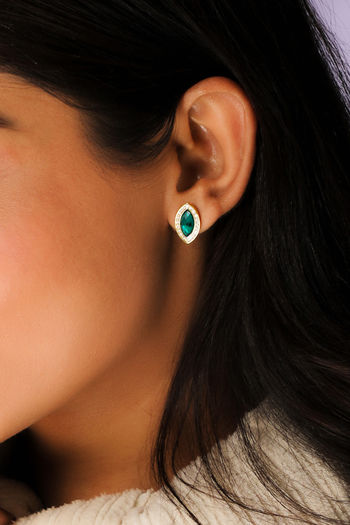 Buy Fida Handmade Emerald American Diamond Green Stud Earrings Online At  Best Price  Tata CLiQ