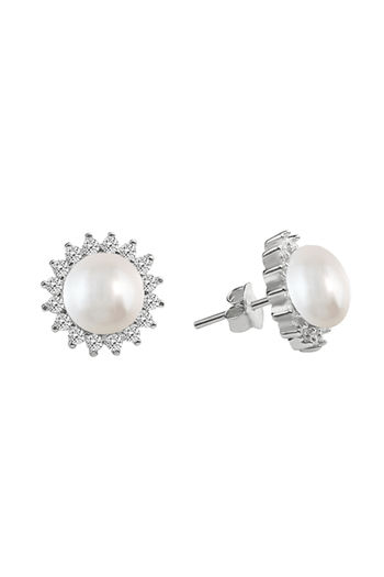 Buy Perfectly Elegant Pearl Sterling Silver Earrings by Mannash™ Jewellery