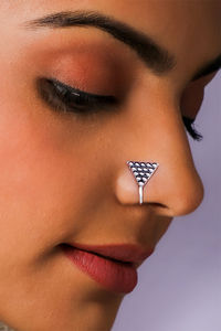 Buy AVNI by Giva 925 Oxidised Silver Bead Triangle Nose pin (Clip On)