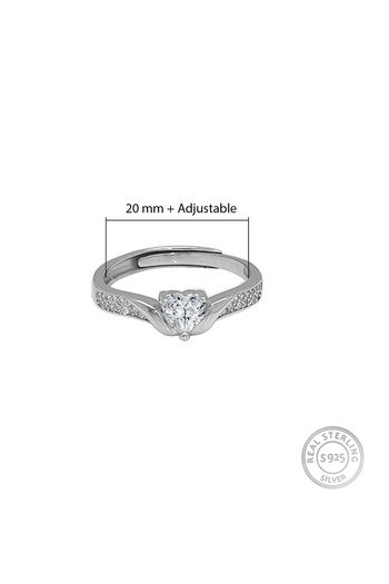 Giva 925 Sterling Silver Zircon Sparkling Heart Ring, Adjustable
