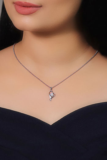 Buy Giva 925 Sterling Silver Zircon Curl Heart Necklace with Link Chain