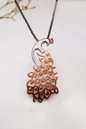 GNOCE Rose Gold Plated Peacock Charm - 925 Sterling Silver With Emerald & Amethyst, For Bracelet Or Necklace