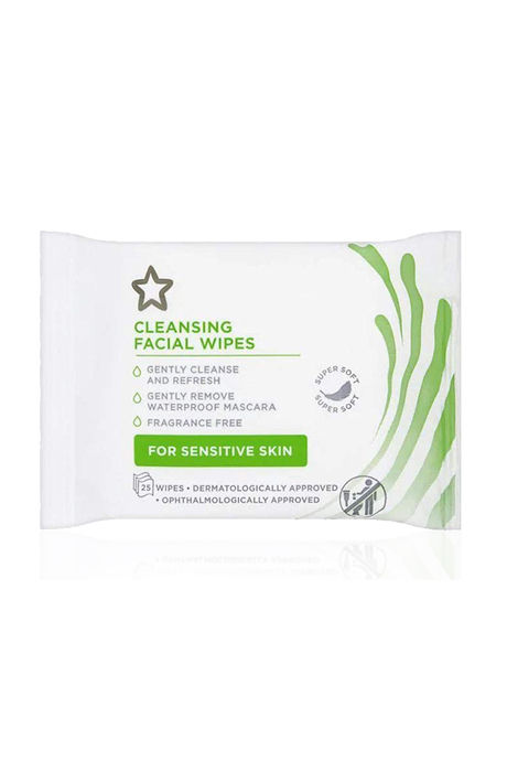Superdrug Fragrance Free Essential Cleansing Wipes X25  For Sensitive Skin Care  1'S