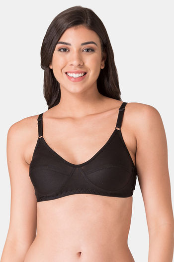 Buy Komli Single Layered Non-Wired Full Coverage T-Shirt Bra - Black at  Rs.243 online